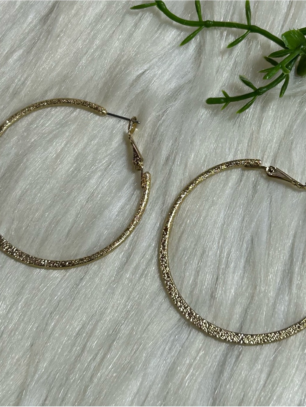 Gold tone Textured Hoop Earrings